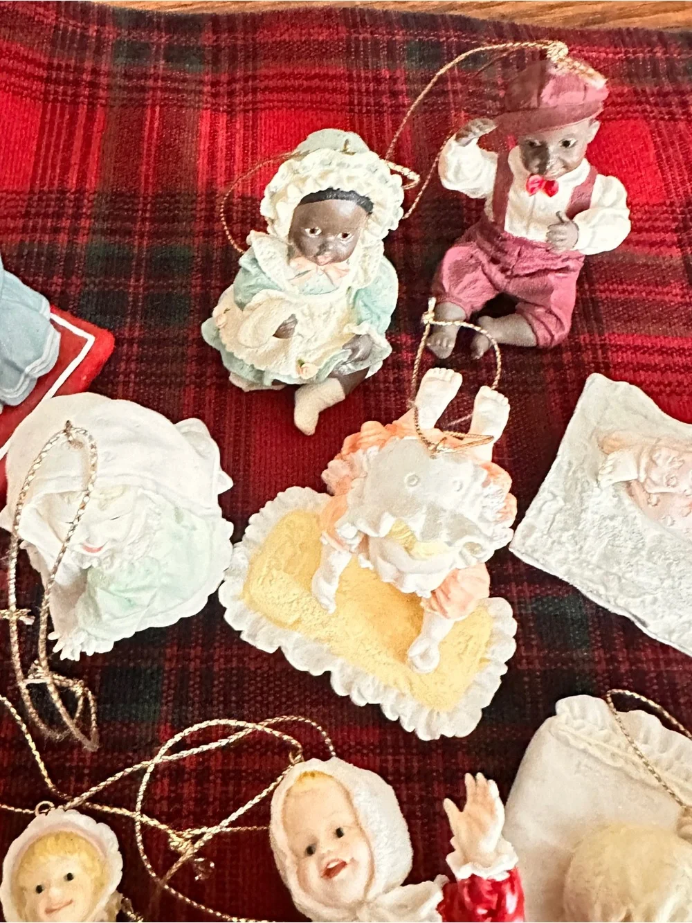 Lot of 14 Vtg Ashton Drake baby doll Christmas ornaments